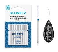 Schmetz - Agujas para máquina de coser + enhebrador de agujas, Single Packet, Reg. 90/14 (Pack of 10) + Threader