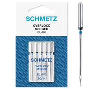 SCHMETZ - Agujas para máquinas de coser | 5 Agujas Overlock | ELx705 | Grosor de aguja 90/14