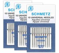 Schmetz Agujas universales para máquina de coser, tamaño 80/12-3 tarjetas, 30 agujas