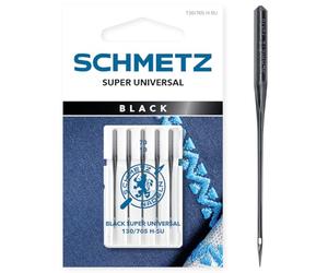 SCHMETZ | Black Super Universal | 70/10 | 5 Agujas para máquinas de coser | 130/705 H-SU | con revestimiento antiadherente | para todas las máquinas de coser domésticas convencionales