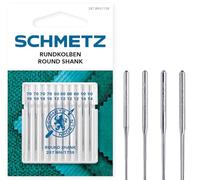 SCHMETZ | 10 agujas para máquina de coser | Pistón redondo | 287 WH/1738 | Grosor de la aguja 70/10-90/14 | Nota: Compruebe el sistema de agujas recomendado en el manual de instrucciones