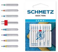 Schmetz Agujas para máquina de coser Combi Basic Twin, paquete 9 para distintos materiales