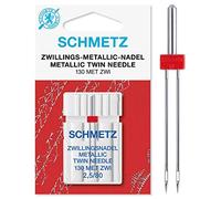 SCHMETZ | Gemela Metallic | 2.5/80 | 1 Aguja para máquina de coser | 130/705 H-MET ZWI 2.5 | para todas las máquinas de coser domésticas convencionales con función de zigzag