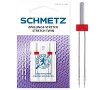 SCHMETZ | Gemela Stretch | 2.5/75 | 2 Agujas para máquinas de coser | 130/705 H-S ZWI 2.5 | para prácticamente todas las máquinas de coser domésticas convencionales con función de zigzag