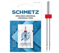 Agujas dobles Schmetz para máquina de coser - 80 (12) agujas universales de 2 mm para puntadas paralelas y decorativas, compatibles con todas las máquinas de coser domésticas, 1 paquete