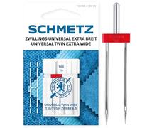 SCHMETZ | Gemela Universal Extra Ancha | 6.0/100 | 1 Aguja para máquina | 130/705 H ZWI BR 6.0 | para máquinas domésticas con zigzag de 6 mm
