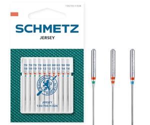 SCHMETZ | Jersey | 70/10-90/14 | 10 Agujas para máquinas de coser | 130/705 H SUK | para todas las máquinas de coser domésticas convencionales