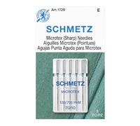 SCHMETZ Microtex Agujas afiladas para máquina de coser, suministros de acolchado y costura, tamaño 70/10, tarjeta de 5 agujas, paquete de 1