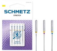 SCHMETZ - Agujas para máquinas de coser | 5 Agujas Stretch | 130/705 H-S | Grosor de aguja 65/9 (2x), 75/11 (2x) y 90/14 (1x) | Adecuadas para coser materiales elásticos