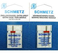 SCHMETZ Surtido de 2 agujas dobles universales (extra anchas) 130/705, pistón plano St. 8,0/100 + 6,0/100