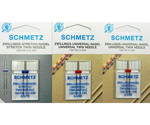SCHMETZ Surtido de 3 agujas dobles elásticas NM 4,0/75 universales NM 4,0/80 y 3,0/90