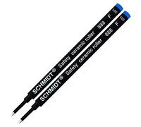 Schmidt 888 - Punta fina de escritura (0,6 mm) de tinta azul, tubo de plástico/cuerpo de acero inoxidable, punta de seguridad de cerámica de repuesto, paquete de 2