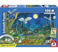 Schmidt Juegos 56529 Animales por la Noche en el Bosque, 100 Piezas, Puzzle Infantil de cartón de Hierba, Multicolor