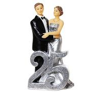 Schmidt Par de bodas de plata con número 25, polystone, aprox. 14,5 x 8 cm