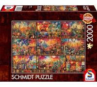 Schmidt Puzzle de 2000 Piezas de Juego 59745 con un Tiempo de Espera Divertido, Viajando con Libros y Vino, Multicolor