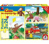 Schmidt- Puzzle Infantil de 3 x 24 Piezas, diseño de Coco el Mono Curioso, Color carbón (56432)