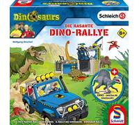 Schmidt Spiele 40623 Dinosaurio El Dino Rally Rally de Dinosaurs, con Figura Original Schleich, Juego de niños, Multicolor