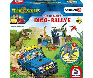 Schmidt Spiele 40623 Dinosaurio El Dino Rally Rally de Dinosaurs, con Figura Original Schleich, Juego de niños, Multicolor