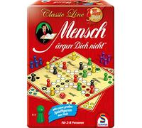 Schmidt Spiele 49439 Mensch lägere Dich Nicht in Der Metalldose Classic Line, mit Extra große Spielfiguren aus Holz, Color Rojo, Normal