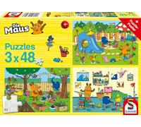 Schmidt Spiele- Sendung Mit Der Maus Mickey Mouse Puzzle Infantil de 3 x 48 Piezas, diseño de un día con el ratón, Color carbón (56394)