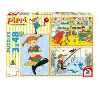 Schmidt Spiele 56445 Pippi Calzaslargas, Hago el Mundo como a mí me Gusta, Puzzle Infantil de 3x48 Piezas, Color Blanco