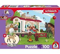 Schmidt Spiele-Foal de Hannover 56463 Horse Club, Puzle Infantil de 100 Piezas, diseño de fogata en Caravana, Rompecabezas, Color Gris