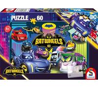 Schmidt Spiele 56488 Batwheels - Puzzle Infantil (60 Piezas), diseño de Batmobile contra la legión de los Toberas