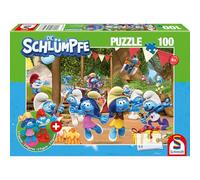 Schmidt Spiele 56523-Puzzle Infantil (100 Piezas, Incluye 2 Figuras), diseño de Los Pitufos, Multicolor (56523)
