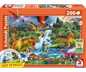 Schmidt Spiele 56535 Fascinantes Gigantes prehistóricos, Rompecabezas Infantil de 200 Piezas Hecho de Tablero de Hierba