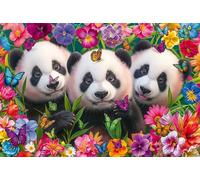 Schmidt Spiele 56578 Panda Trio, Puzzle Infantil de 200 Piezas Hecho de Tablero de Hierba