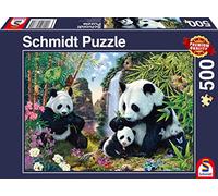 Schmidt Spiele 57380 Panda Familie Am Waterfall Puzzle de 500 Piezas, Multicolor