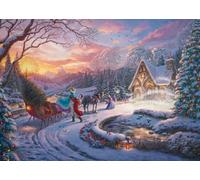 Schmidt Spiele 58035 Thomas Kinkade, Disney, Cinderella - Cenicienta, Bringing Home for Christmas, Puzzle de 1000 Piezas