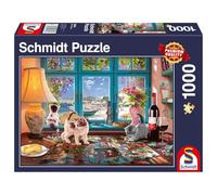 Schmidt Spiele- Elefante, ratón 58344-Puzzle (1000 Piezas), diseño de Puzzle en la Mesa, Color carbón (58344)