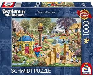 Schmidt Spiele 58423 Thomas Kinkade, Kiddinx, Benjamin Blümchen, Un día en el zoológico de Neustadt, Puzzle de 1000 Piezas, Rompecabezas
