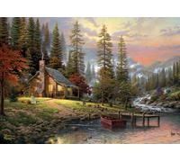 Schmidt Spiele 58455 Thomas Kinkade, Casa en Las Montañas, 500 Piezas Puzzle Amigos, diseño, Multicolor
