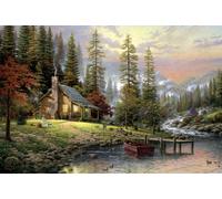 Schmidt Spiele 58455 Thomas Kinkade, Casa en Las Montañas, 500 Piezas Puzzle Amigos, diseño, Multicolor