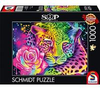 Schmidt Spiele 58514 Sheena Pike Neon Rainbow Leopard-Puzzle de 1000 Piezas, Multicolor, 69,3 x 49,3 cm