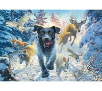 Schmidt Spiele 58558 Mark Frederickson-Puzzle (1000 Piezas), diseño de Labrador Negro en la Nieve, Multicolor