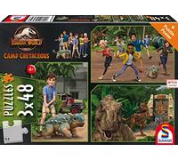 Schmidt Spiele- Jurassic World, Nuevas, Aventuras en Isla Nublar, 3 x 48 Piezas Puzzle Infantil, impresión Animal, Multicolor (56434)