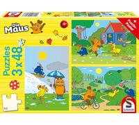 Schmidt- Sendung Mouse TV Spiele 56213-Puzzle, Color Amarillo, Viel Spaß mit Der Maus, 3x48 Teile (56213)