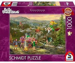 Schmidt Spiele Puzzle 58424 Thomas Kinkade, Kiddinx, Bibi Blocksberg, reunión de jóvenes Brujas, Puzzle de 1000 Piezas, Rompecabezas