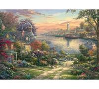 Schmidt Spiele Puzzle de 1000 Piezas de Thomas Kinkade, New England Harbor, 58785, Multicolor
