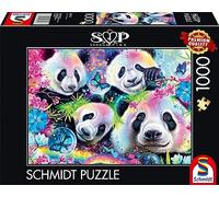 Schmidt Spiele Sheena Pike 58516-Puzle Piezas de Pandas de Flores de neón, 1000 Teile, 69.3 x 49.3 cm (58516)