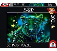 Schmidt Spiele Sheena Pike 58517-Puzzle (1000 Piezas), diseño de Pantera Azul y Verde neón, Multicolor (58517)