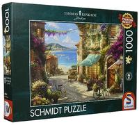 Schmidt Spiele Thomas Kinkade- Rompecabezas (1000 Piezas), diseño de café en la riña Italiana, estructura de lino, Color carbón (59624)