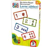 Schmidt- Very Hungry Caterpillar Pequeña Oruga sin Miedo Die Kleine Raupe Nimmersatt, Lerne zählen, Reisespiel in Der Metalldose, Multicolor (51238)