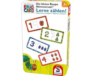 Schmidt- Very Hungry Caterpillar Pequeña Oruga sin Miedo Die Kleine Raupe Nimmersatt, Lerne zählen, Reisespiel in Der Metalldose, Multicolor (51238)