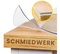 SCHMIEDWERK Protector de mesa transparente a medida en 2 mm con borde para sentirse bien, lámina transparente para muebles, protector de mesa fabricado en Alemania, estera protectora de mesa (120 x 50
