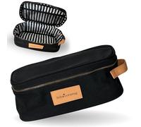 SCHMIERZEUG Neceser negro con compartimento extra largo y apertura clara especialmente grande para hombre y mujer