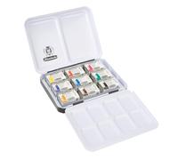 Schmincke Akademie® - Caja de acuarela, surtido básico de 9 x 1/1, 75 789 097, caja de metal, tonos altamente resistentes a la luz, acuarelas de artista fino